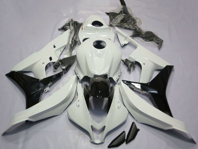2007-2008 White Glossy Black Honda CBR600RR Motorcycle Fairings