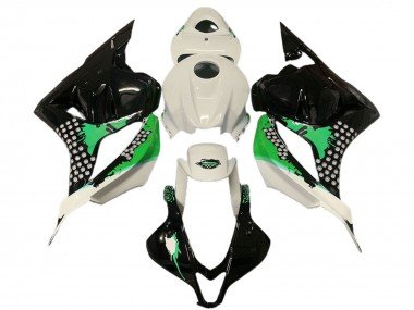 2009-2012 White Green Glossy Black Splatter Honda CBR600RR Motorcycle Fairings