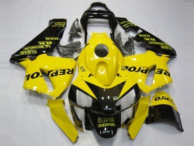 2003-2004 Yellow Glossy Black Repsol Honda CBR600RR Motorcycle Fairings