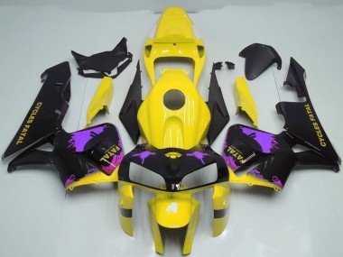 2005-2006 Glossy Black Yellow Purple Splatter Honda CBR600RR Motorcycle Fairings