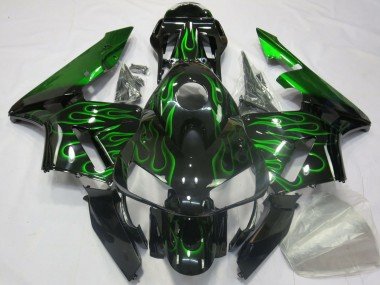 2003-2004 Glossy Black Blue Flame Honda CBR600RR Motorcycle Fairings