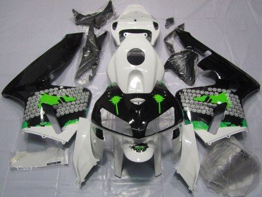 2005-2006 White Green Black Splatter Honda CBR600RR Motorcycle Fairings