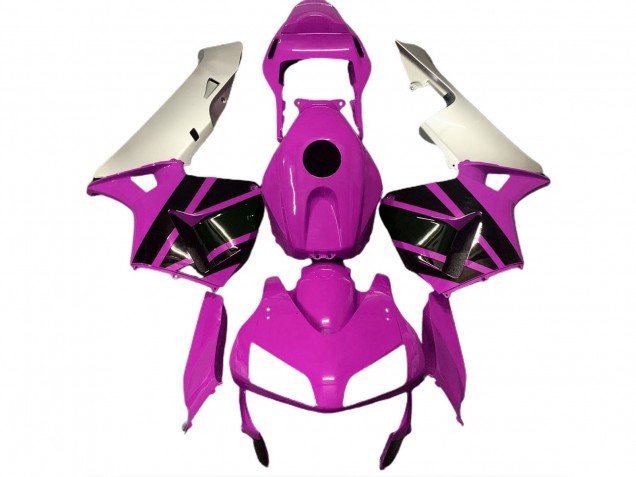 2003-2004 Silver Hot Pink Glossy Black Honda CBR600RR Motorcycle Fairings
