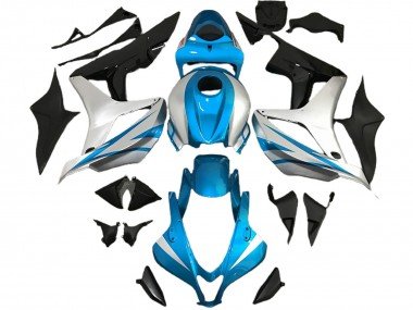 2007-2008 Silver Light Blue Glossy Black OEM Style Honda CBR600RR Motorcycle Fairings