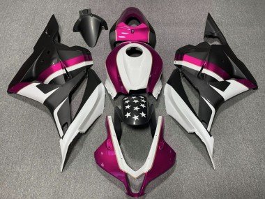 2009-2012 White Pink Matte Black Star Honda CBR600RR Motorcycle Fairings