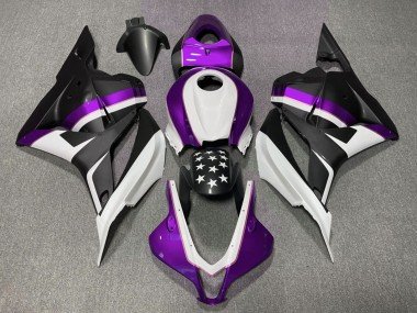 2009-2012 White Purple Matte Black Star Honda CBR600RR Motorcycle Fairings