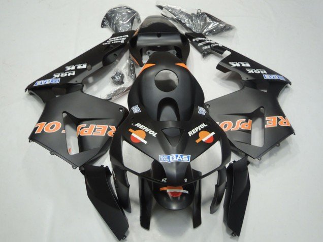 2003-2004 Matte Black Orange Repsol Honda CBR600RR Motorcycle Fairings