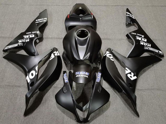 2007-2008 Matte Black White Repsol Honda CBR600RR Motorcycle Fairings