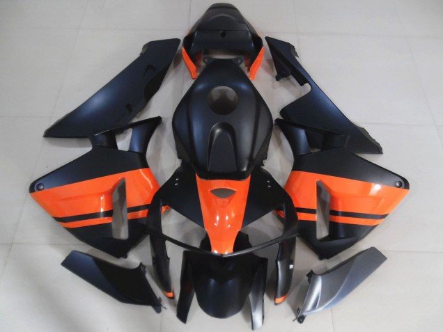 2005-2006 Matte Black Glossy Orange Honda CBR600RR Motorcycle Fairings