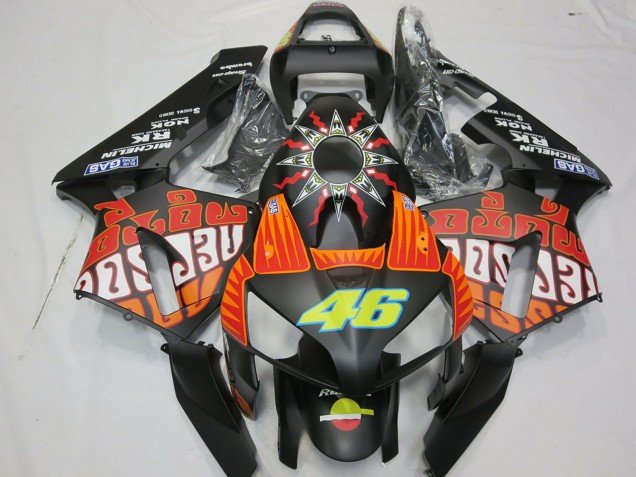 2003-2004 Matte Black Orange Yellow Rossi 46 Honda CBR600RR Motorcycle Fairings