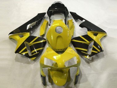 2003-2004 Mustard Yellow Glossy Black Honda CBR600RR Motorcycle Fairings