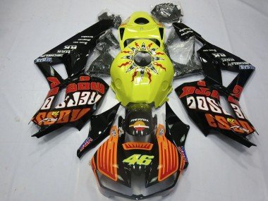 2013-2023 Yellow Orange Glossy Black Rossi 46 Honda CBR600RR Motorcycle Fairings