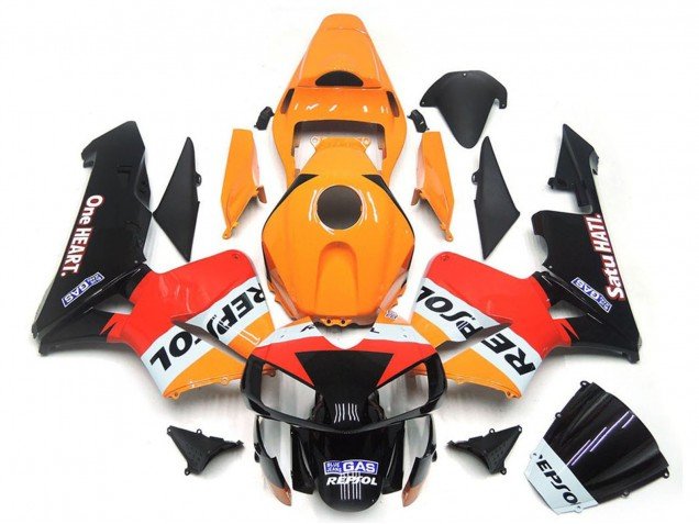 2003-2004 Orange White Red Glossy Black One Heart Repsol Honda CBR600RR Motorcycle Fairings