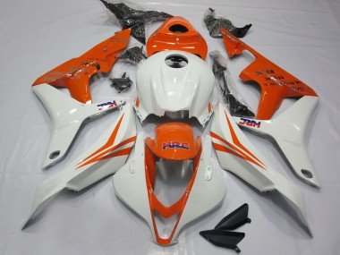2007-2008 White Orange HRC Honda CBR600RR Motorcycle Fairings