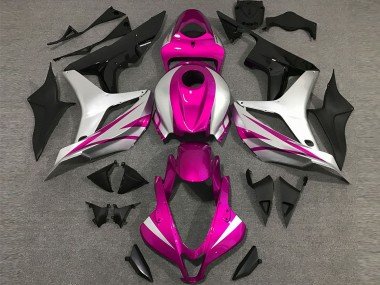 2007-2008 Silver Pink Glossy Black OEM Style Honda CBR600RR Motorcycle Fairings
