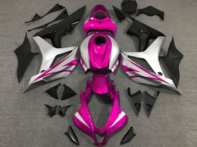 2007-2008 Silver Pink Glossy Black OEM Style Honda CBR600RR Motorcycle Fairings