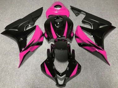2007-2008 Pink Glossy Black Matte Black Honda CBR600RR Motorcycle Fairings