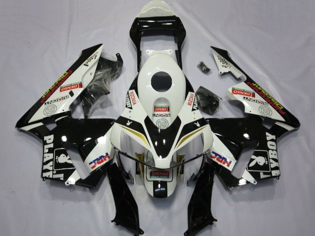 2003-2004 White Yellow Glossy Black HRC Playboy Honda CBR600RR Motorcycle Fairings