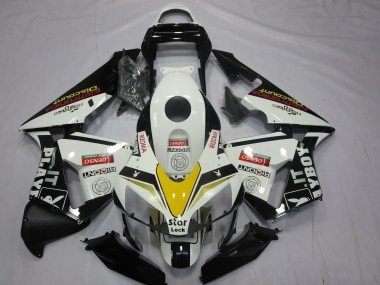 2003-2004 White Yellow Glossy Black Playboy Style Honda CBR600RR Motorcycle Fairings