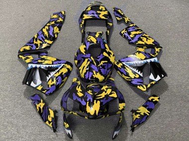 2003-2004 Purple Yellow Camouflage Shark Honda CBR600RR Motorcycle Fairings