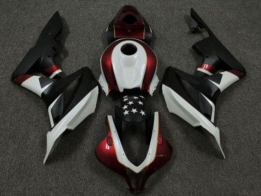 2009-2012 White Red Matte Black Star Honda CBR600RR Motorcycle Fairings