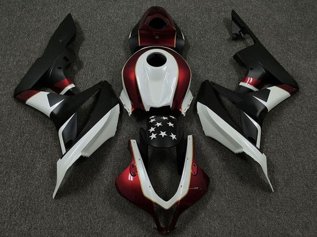 2009-2012 White Red Matte Black Star Honda CBR600RR Motorcycle Fairings
