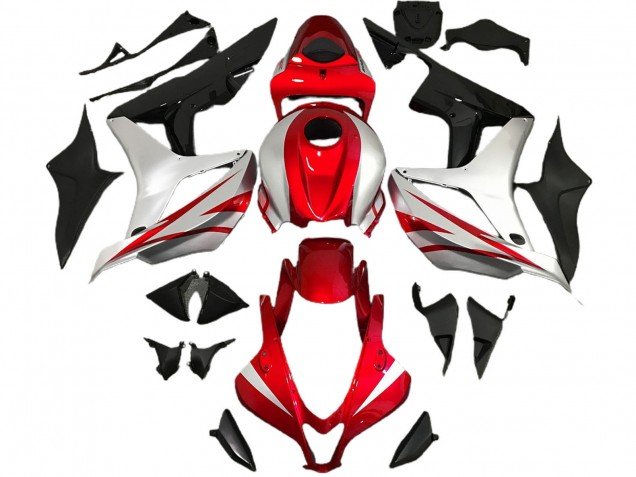 2007-2008 Silver Red Glossy Black OEM Style Honda CBR600RR Motorcycle Fairings