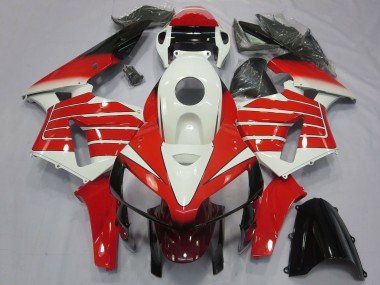 2005-2006 White Red Black Large Stripe Honda CBR600RR Motorcycle Fairings