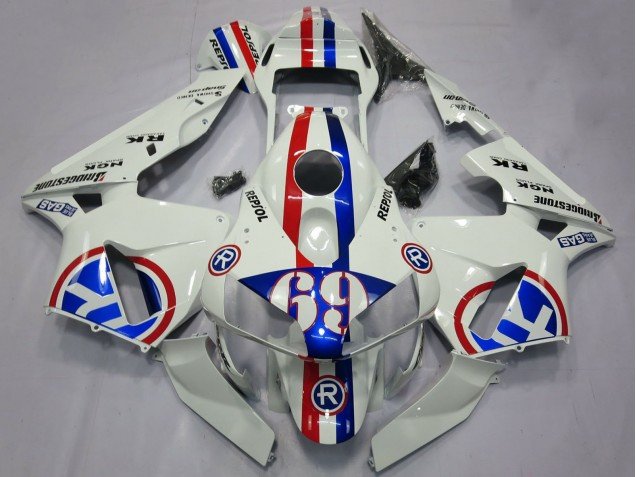 2003-2004 White Red Blue Repsol 69 Honda CBR600RR Motorcycle Fairings