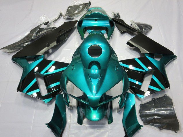 2005-2006 Teal Glossy Black Design Honda CBR600RR Motorcycle Fairings