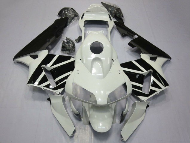 2003-2004 White Glossy Black OEM Style Honda CBR600RR Motorcycle Fairings