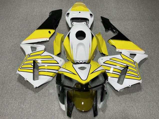 2005-2006 Yellow and White Wings Honda CBR600RR Motorcycle Fairings