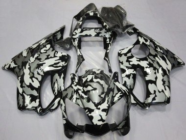 2001-2003 White Grey Black Camouflage Honda CBR600 F4i Motorcycle Fairings