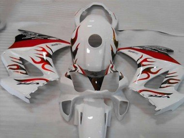 2002-2013 White Red Flame Honda VFR 800 Motorcycle Fairings