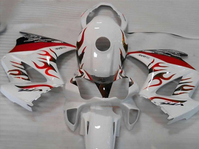 2002-2013 White Red Flame Honda VFR 800 Motorcycle Fairings
