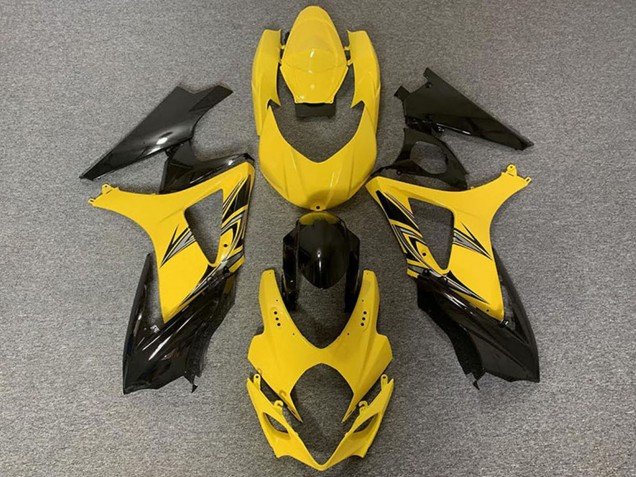 2007-2008 Yellow Glossy Black Suzuki GSXR 1000 Motorcycle Fairings
