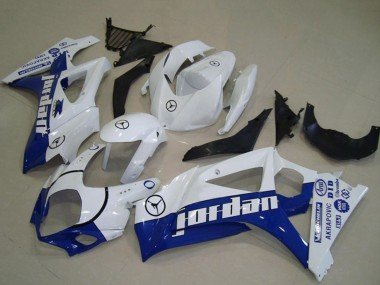 2007-2008 White Blue Jordan Suzuki GSXR 1000 Motorcycle Fairings
