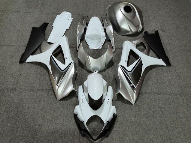 2007-2008 White Silver Black Suzuki GSXR 1000 Motorcycle Fairings
