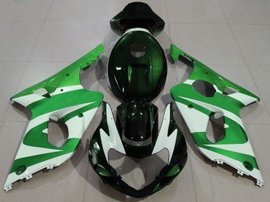 2000-2002 Green White Black Suzuki GSXR 1000 Motorcycle Fairings