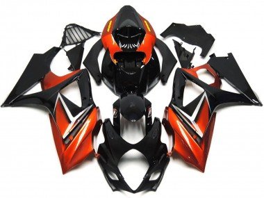 2007-2008 Glossy Black Orange Suzuki GSXR 1000 Motorcycle Fairings