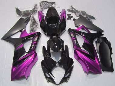 2007-2008 Glossy Black Pink Suzuki GSXR 1000 Motorcycle Fairings