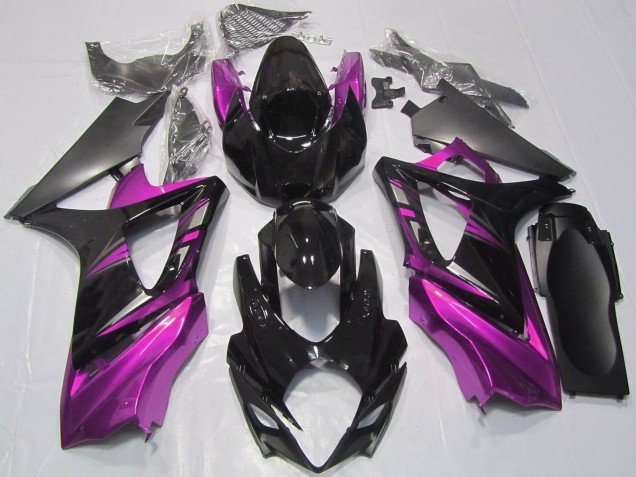 2007-2008 Glossy Black Pink Suzuki GSXR 1000 Motorcycle Fairings