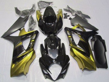 2007-2008 Glossy Black Yellow Suzuki GSXR 1000 Motorcycle Fairings