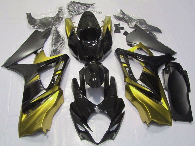 2007-2008 Glossy Black Yellow Suzuki GSXR 1000 Motorcycle Fairings