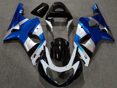 2000-2002 Blue Silver Glossy Black OEM Style Suzuki GSXR 1000 Motorcycle Fairings