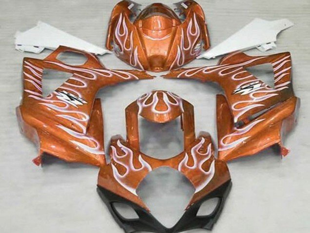 2007-2008 Orange White Flame Suzuki GSXR 1000 Motorcycle Fairings