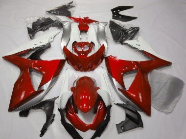 2009-2016 White Silver Red Suzuki GSXR 1000 Motorcycle Fairings