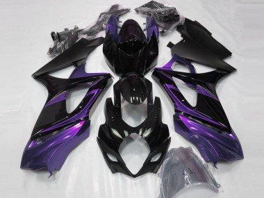 2007-2008 Glossy Black Purple Suzuki GSXR 1000 Motorcycle Fairings
