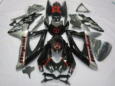2008-2010 Glossy Black Silver Red Jordan 23 Suzuki GSXR 600 / GSXR 750 Motorcycle Fairings
