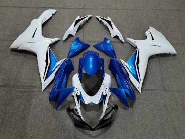 2011-2024 White Blue Suzuki GSXR 600 / GSXR 750 Motorcycle Fairing